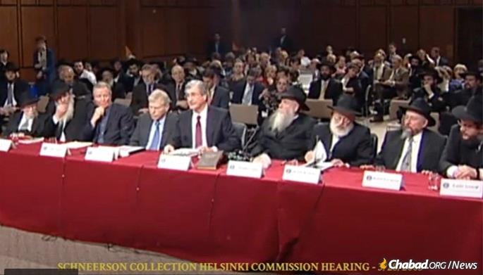 Accompanied by Chabad-Lubavitch leaders, legal experts and supporters, Grossman testified before the Helsinki Commission in 2005 about Chabad’s efforts to retrieve sacred religious books belonging to the Sixth Rebbe that were confiscated by the Russian and German governments during the Bolshevik Revolution and the Holocaust.