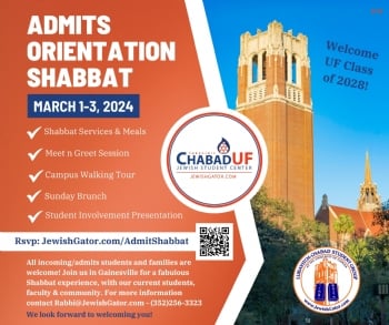 Chabad UF Admit Shabbat 2024