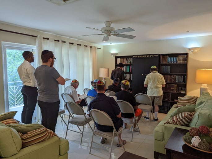 A minyan held at the St. Lucia Chabad House. - Photot: Chabad of St. Lucia