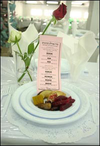 The table is set with traditional Rosh Hashanah fruits at Chabad-Lubavitch of Bangkok, Thailand. (file photo)