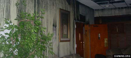 Soot cakes the walls of North Miami Beach’s Skylake Synagogue after a fire last week torched its kitchen.