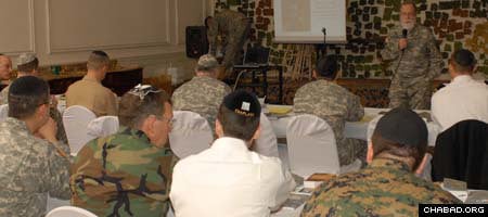 Col. Jacob Goldstein gives a lecture at the Aleph Institute’s first-ever military chaplaincy conference.