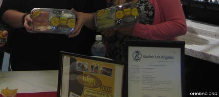 Students show off their kosher food at California State University Channel Islands.
