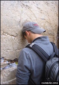 A college student from New York prays at the Western Wall in Jerusalem.