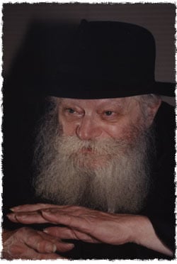 Le Rabbi lors d’une entrevue avec le Rav Eliyahou en 1992 (Photo: Chaim Baruch Halberstam/Jewish Educational Media)