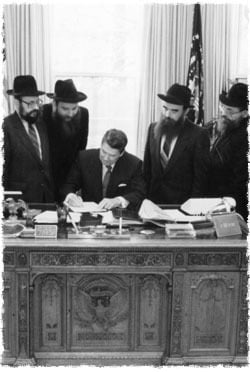 President Ronald Reagan signs the proclamation for Educational Day U.S.A. on April 9, 1987, commemorating the Rebbe, Rabbi Menachem Mendel Schneerson, of righteous memory’s, birthday. (Photo: The White House)