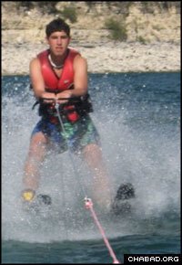 It’s not South Padre Island, but a teenager from Camp Gan Israel still gets to enjoy water-skiing on Lake Travis.