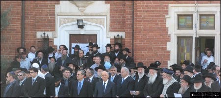 A memorial ceremony for Rabbi Gavriel and Rivka Holtzberg took place Tuesday afternoon in Kfar Chabad, Israel. (Photo: Tamar Runyan)