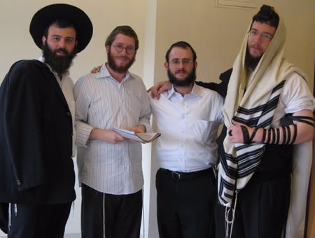 From left to right: Chaim Zaklos, Arik Denenbeim, Baruch S. Davidson and Gabi
