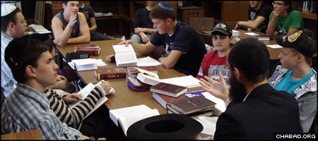 Students at Tora Kolleg, a Chabad-Lubavitch yeshiva in Berlin, study Chasidic thought. (File photo)