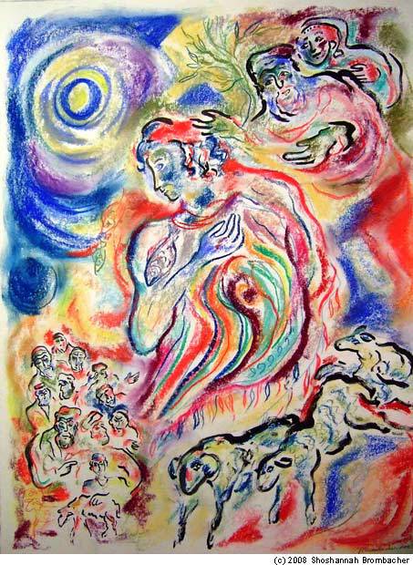 &quot;Joseph Receives his Coat of Many Colors&quot; by Shoshannah Brombacher; pastel and ink on paper , 24 X 18 inches, New York, 2008
