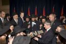Rabbi Matusof presents a memento to the PM at the National Chabad Lubavitch Conference in Ottawa