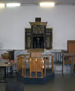 The preserved interior of the synagogue where Rabbi Levi Yitzchak Schneerson presided the last four years before he was arrested and exiled