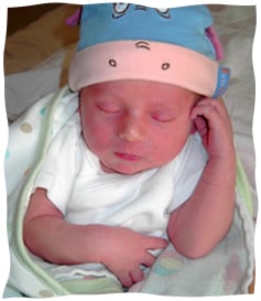 Baby Menachem Mendel a few hours after his birth