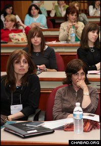 Women emissaries attend a session at a previous Chabad on Campus International Conference.