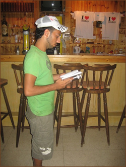 A tourist in our Chabad House (2008).