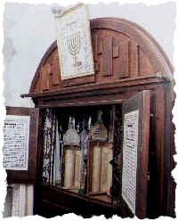 Ark for Torah scrolls in the synagogue in Hebron.
