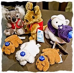 The Sydney Jewish Museum gift shop features some uniquely Aussie souvenirs, including plush toy animals wearing yarmelkas.