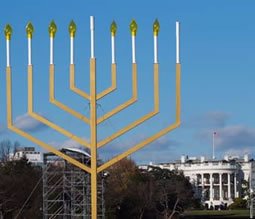 The National Menorah sponsored by American Friends of Lubavitch stands ready in front of the White House before the start of Chanukah. (Photos: Israel Bardugo)