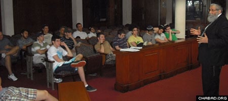 Participants of the first-ever Miami Torah Experience attend a lecture at The Shul of Bal Harbour.
