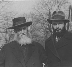The Previous Rebbe (L) and the Rebbe (R) whilst in Perchtoldsderf, Austria (near Vienna) 5695 (1935)