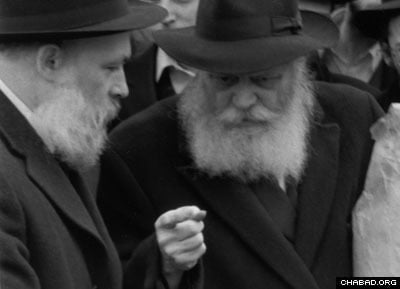 The Rebbe, turning to Rabbi Yehuda Krinsky and asking, "Where is the car that we used yesterday?"