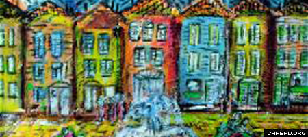Dahila Woods’ “Ghetto Vecchio” was among several works of art showcased in the MOTA show at InTown Chabad in Dallas.