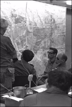 The Israeli Defense Force generals gather in the &quot;war room&quot; in early October, 1973. (Photo: Arad Shlomo/GPO)