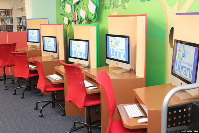 Organizers of the new Levi Yitzchak Jewish Children’s Library in Cedarhurst, N.Y., stress that it has something for everyone, such as a bank of computers for older children.