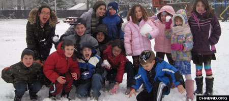 Winter camp comes with a storm at Chabad of Stony Brook in New York.