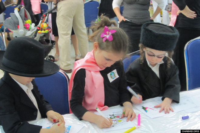 Costumed children get into the Purim spirit at Chabad-Lubavitch of Thailand in downtown Bangkok.
