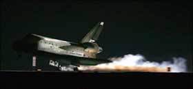 The space shuttle Discovery touches down at Edwards Air Force Base in Caliifornia at 5:11 a.m, Tuesday, August 9, 2005