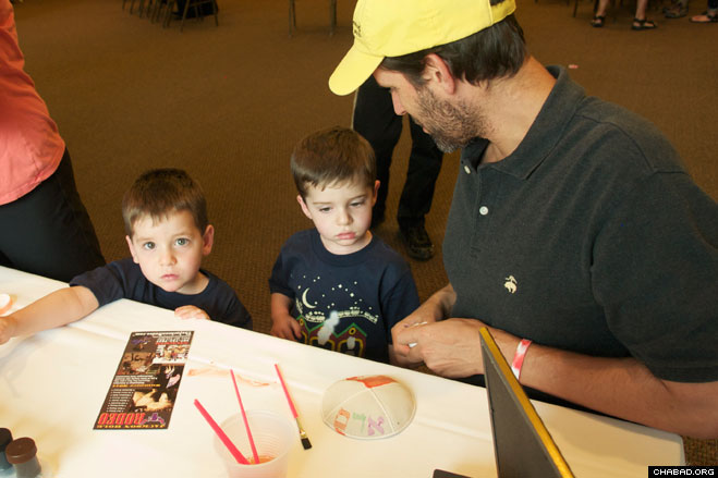 Children design their own yarmulkes at the Jewish Cultural Day event in Jackson Hole, Wyo.