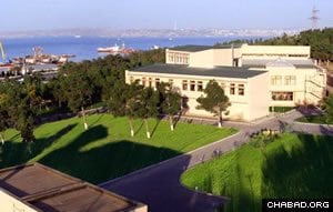 Overlooking the Caspian Sea, the Chabad Ohr Avner school in Baku was a priority project for philanthropist Lev Leviev, who ensured the cooperation of the late President Heydar Aliyev and his son, current President Ilham Aliyev. (File photo)