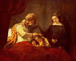 Rembrandt: Jacob blessing Joseph's sons
