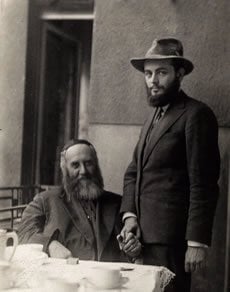 The Rebbe with his father-in-law, the Previous Rebbe