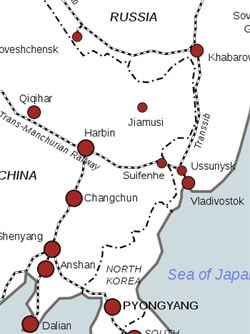 Railway map showing Harbin