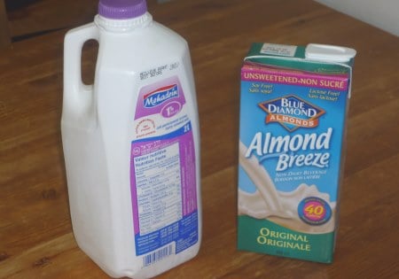 &quot;Regular&quot; milk and almond milk.
