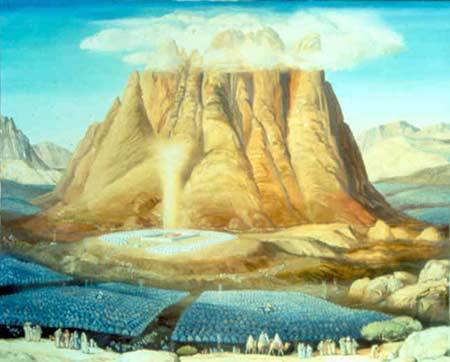 Artist&#39;s conception of the Israelite camp in formation around the Tabernacle at the foot of Mount Sinai