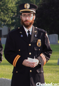 Rabbi Tenenbaum at a Rockville, Md., Volunteer Fire Department memorial service