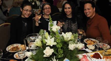 Women from the Sephardic and Chabad communities together at the Moroccan feast.