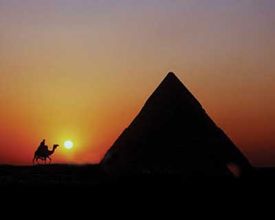Sunset, Pyramid, Camel