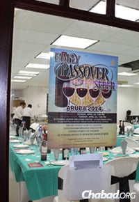 The Passover seder table was set up for more than 70 guests.