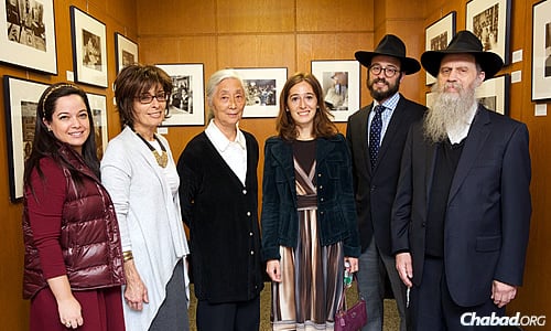 Members of the Seligson family: from left, Shterni Seligson, Chana Seligson, Nishio, Chaya Seligson, Rabbi Motti Seligson and Rabbi Michoel Seligson. (Photo: Gregg Richards)