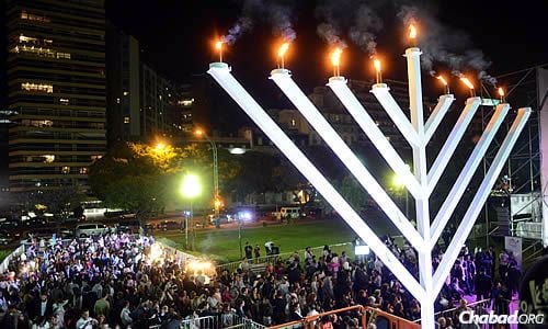 This year marks the 30th anniversary of a giant menorah in the Buenos Aires public square.