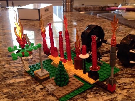 A menorah made out of lego