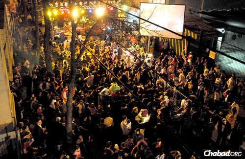 A Chabad holiday celebration in the streets of Buenos Aires.