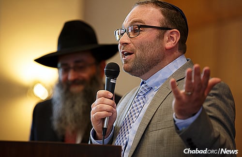Jurgens gave a small speech, like any bar mitzvah boy would do. (Photo: Avrohom Perl)