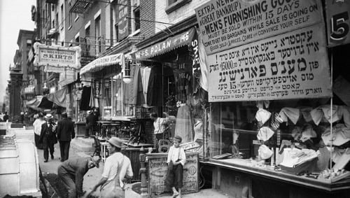 The streets of the Lower East Side of New York were typically bustling with pedestrians, pushcarts and more.