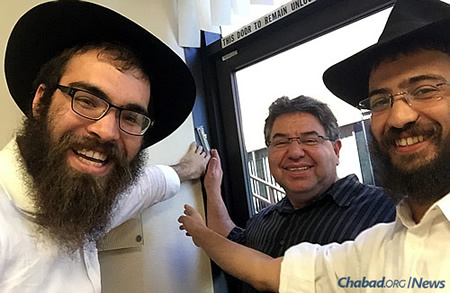 Helping put up a new mezuzah for this very active Jewish member in 4S Ranch, an unincorporated community of San Diego County. His former one disappeared.